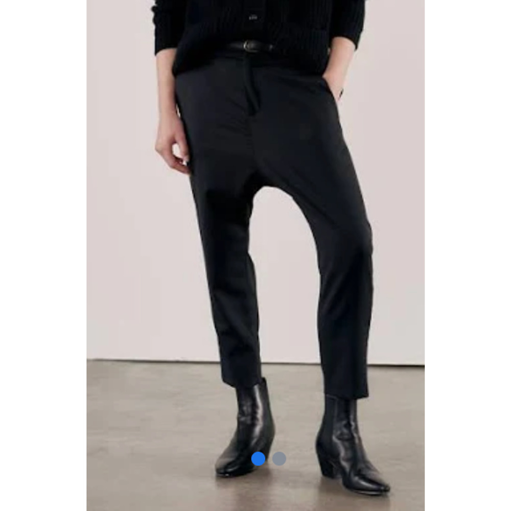 Nili Lotan 4 Paris Pants $495 Drop Crotch Slouchy Dress Trousers Crop Black - Picture 3 of 10
